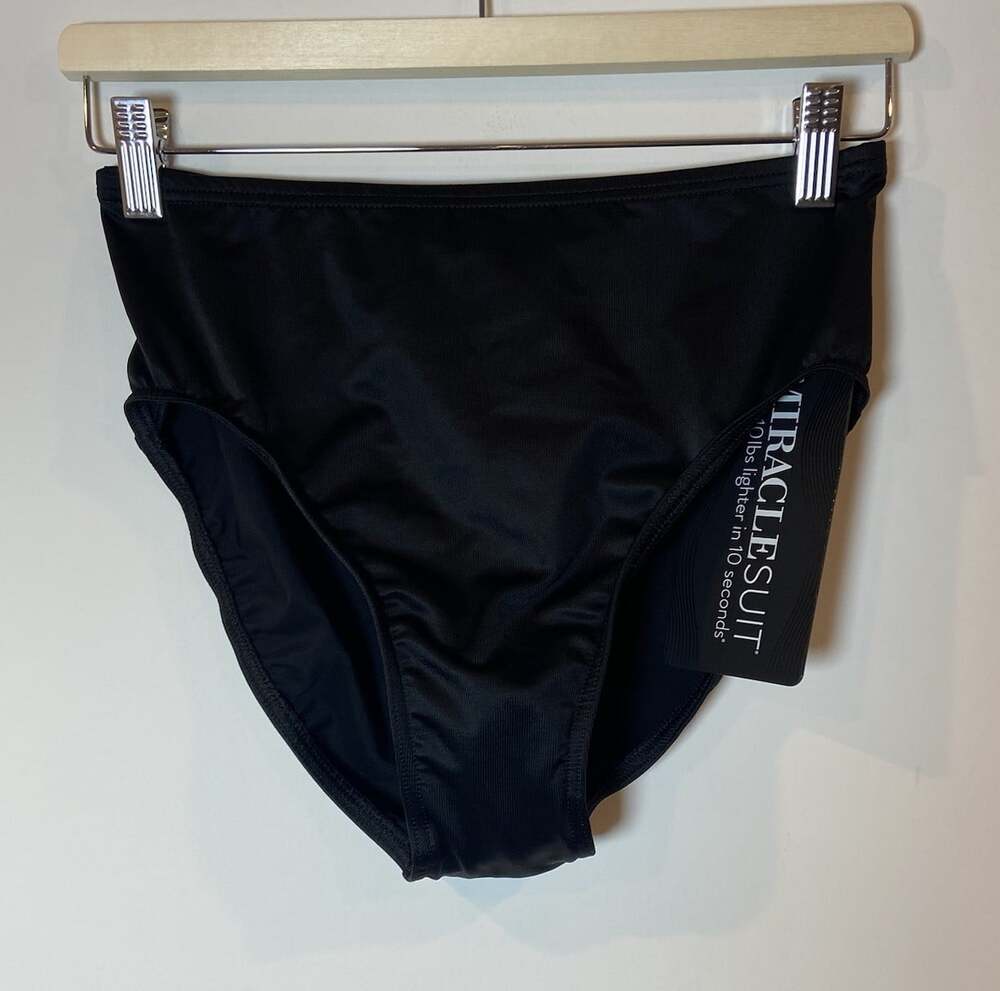 NWT Miraclesuit Bathing Suit Bottom High Waist Bikini Tankini Black 10 New